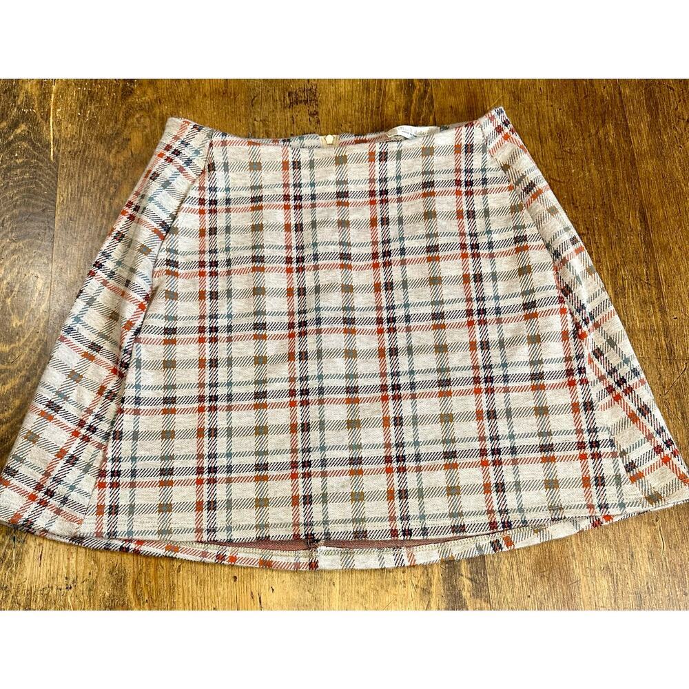 Altar'd State Checkered Midi Skirt - Cream and Red